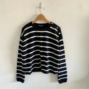 Armani Exchange Striped Cotton Sweater Black White Sz L